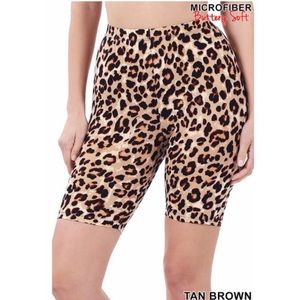 Animal Print Bike / Workout Shorts ~ Tan & Brown